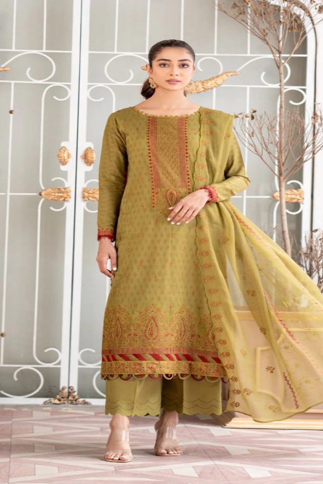 Maham Self Jacquard Embroidered Lawn Edition 3-Piece Unstitched Gulljee Summer Collection - GMAH2301A10