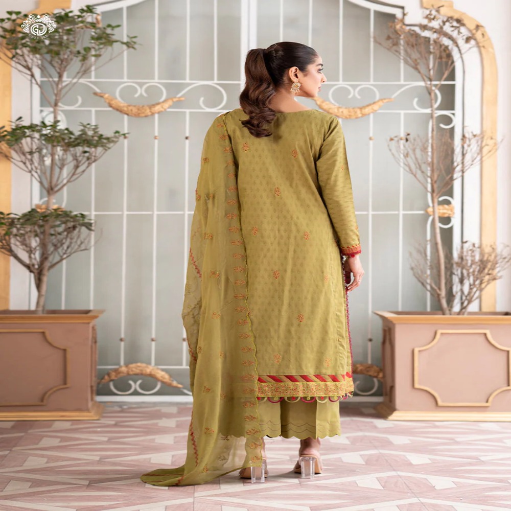 Maham Self Jacquard Embroidered Lawn Edition 3-Piece Unstitched Gulljee Summer Collection - GMAH2301A10