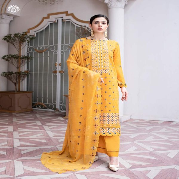 Maham Self Jacquard Embroidered Lawn Edition 3-Piece Unstitched Gulljee Summer Collection - GMAH2301A8
