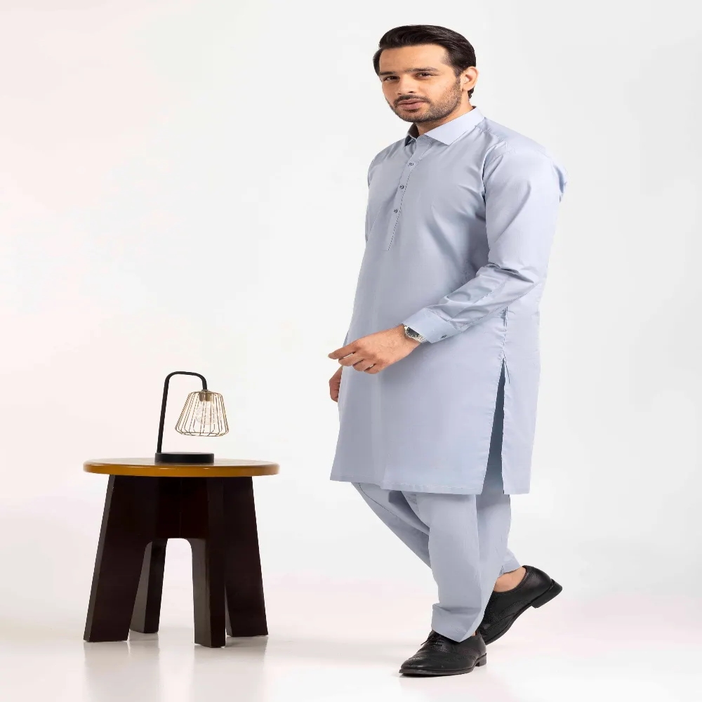 Silver Grey GUL PANTHER Unstitched Fabric Blended by Gul Ahmed Men Collection - 215634