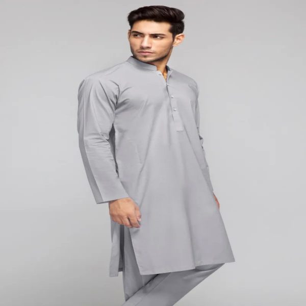 Silver Grey Unstitched Fabric Mega Super by Gul Ahmed Wash n Wear Sale - 273265