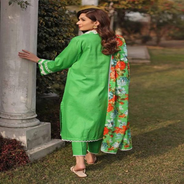 3PC Dobby Lawn Unstitched Suit With Laces and Denting Lawn Dupatta DN-32061 by Gul Ahmed Embroidered Lawn
