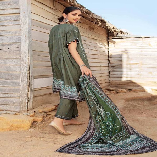 3PC Embroidered Lawn Unstitched Printed Suit With Denting Lawn Dupatta DN-32073 A by Gul Ahmed Embroidered Lawn
