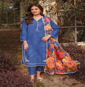 3PC Embroidered Lawn Unstitched Suit With Laces and Digital Printed Denting Lawn Dupatta DN-32060 by Gul Ahmed Embroidered Lawn