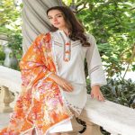 3PC Lawn Unstitched Digital Printed Crochet Lace Suit With Denting Dupatta DN-32057 by Gul Ahmed Embroidered Lawn