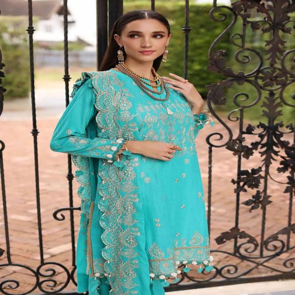 3PC Sequins Embroidered Lawn Unstitched Suit DN-32017 by Gul Ahmed Embroidered Lawn