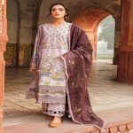 3PC Unstitched Lawn Embroidered Suit with Paper Cotton Dupatta FE-12013 - Gul Ahmed Embroidered Collection