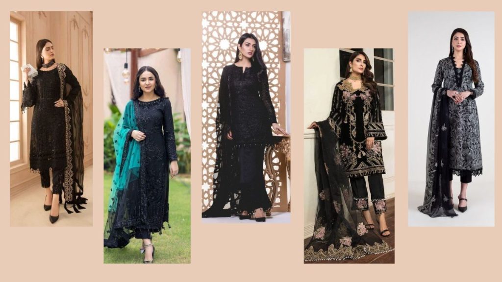 Ensemble Pakistan – NK Couture – Black Raw Silk Dress