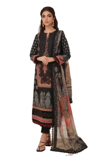 Asim Jofa Prints 3-Piece Unstitched AJBP-17 in Elegant Black - Exclusive Designer Collection for a Timeless Look - Askani Group