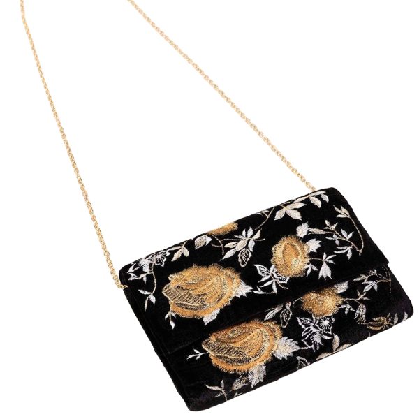 Askani Group Women's Handbag & Shoulder Bag - Black Embroidered Clutch for Women – Elegant Handbag & Shoulder Bag for Evening, Casual & Special Occasions – Durable & Stylish