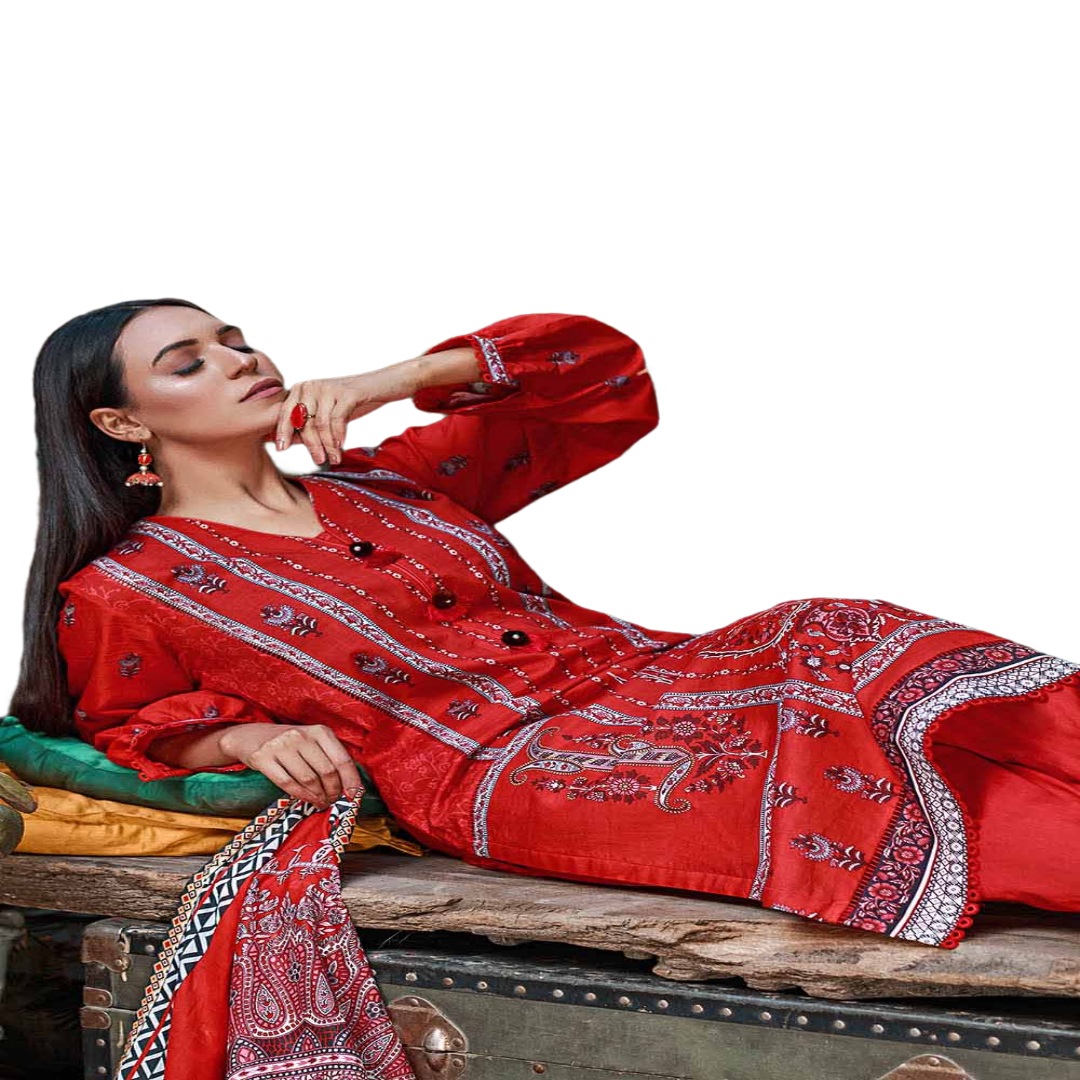 Gul Ahmed Red Collection Discover Elegance with CL-32251 3-Piece Lawn Unstitched Printed Suit - Askani Group