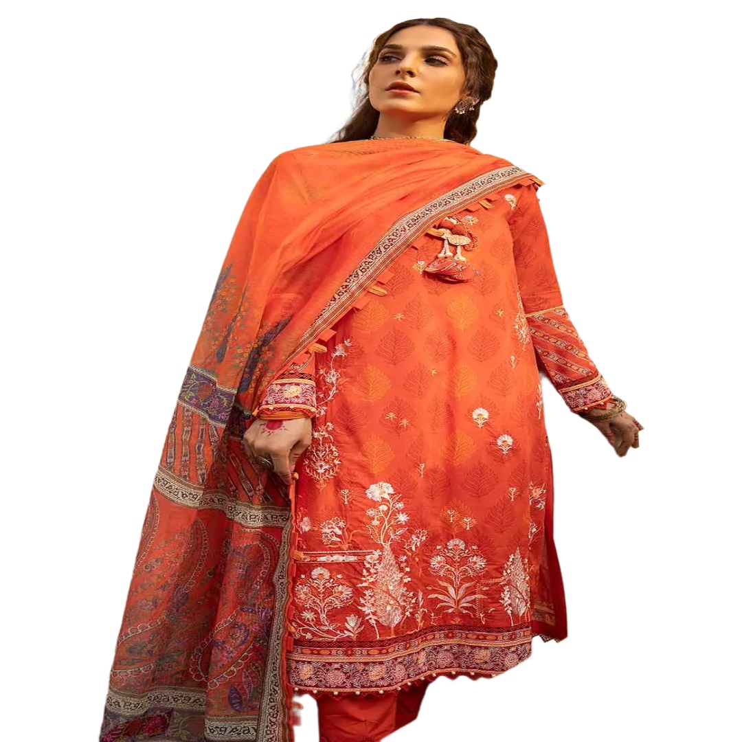 Gul Ahmed Embroidered 3-Piece Lacquer Printed Lawn Unstitched Suit with Khaddi Net Dupatta CN-32020 - Askani Group
