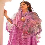Gul Ahmed Embroidered Lacquer Printed Lawn Unstitched Suit with Khaddi Net Dupatta and organza on neckline CN-32018 - Askani Group