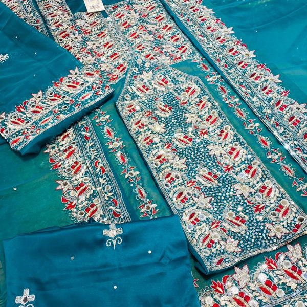 Balochi Dress Heavy Embroidered Party Wear 3-Piece Georgette Suit by Askani Group - Exquisite Traditional Elegance for Unforgettable Occasions - Askani Group