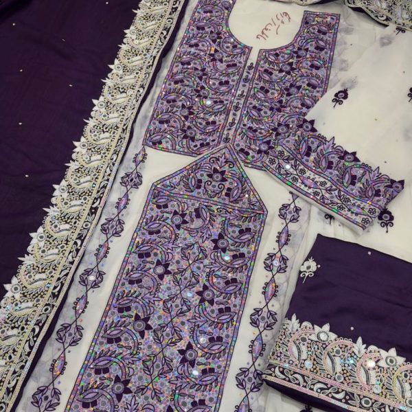 Balochi Dress Heavy Embroidered with Sequence - A Timeless 3-Piece Chiffon Suit by Askani Group