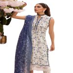 Gul Ahmed Embroidered Lawn 3-Piece Printed Unstitched Suit with Printed Stripe Dupatta FE-32078 - Askani Group