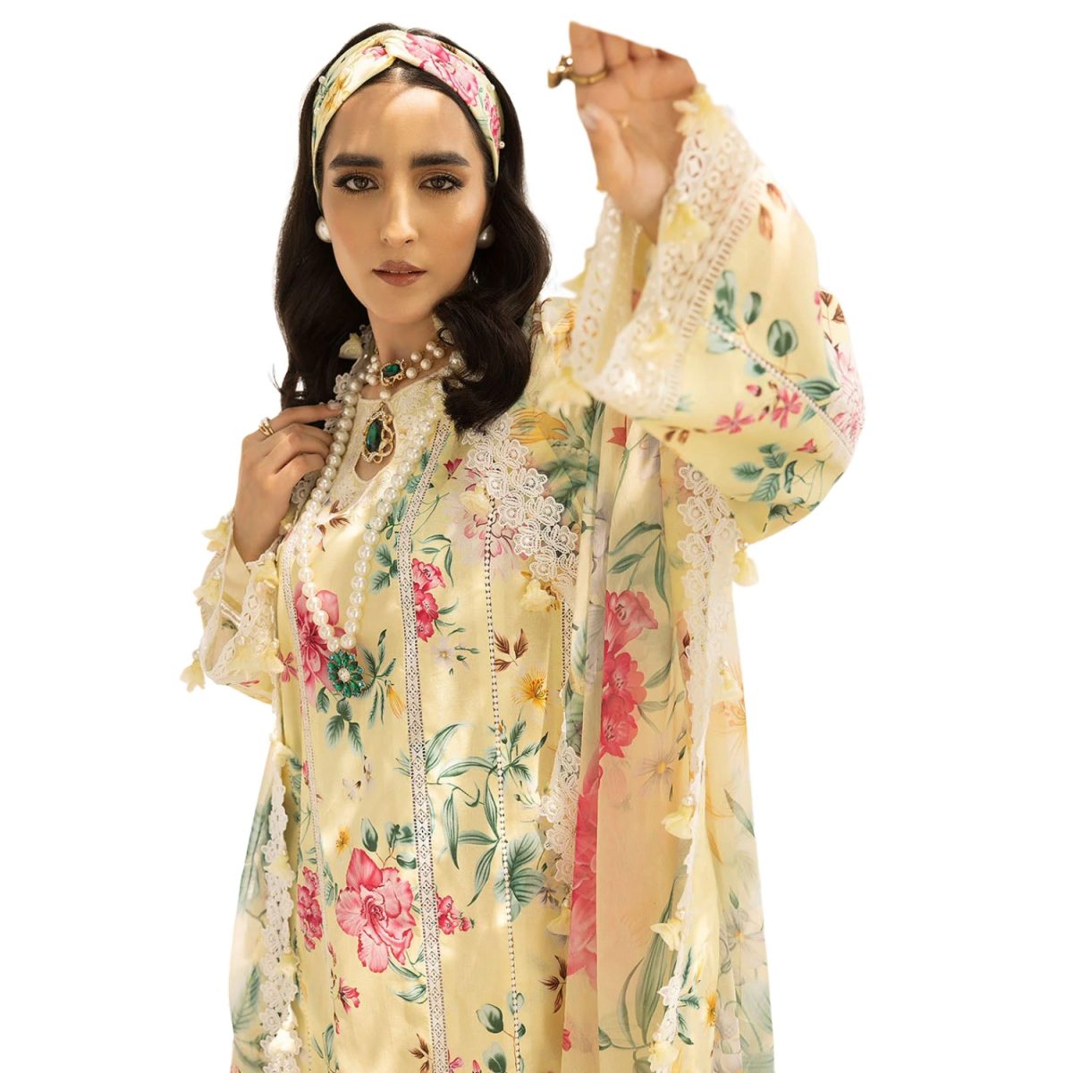 Embrace Elegance with Faiza Faisal Sale SOHA 3-Piece Unstitched Ensemble - Exquisite Embroidery, Vibrant Prints, & Ethereal Chiffon Dupatta - Askani Group