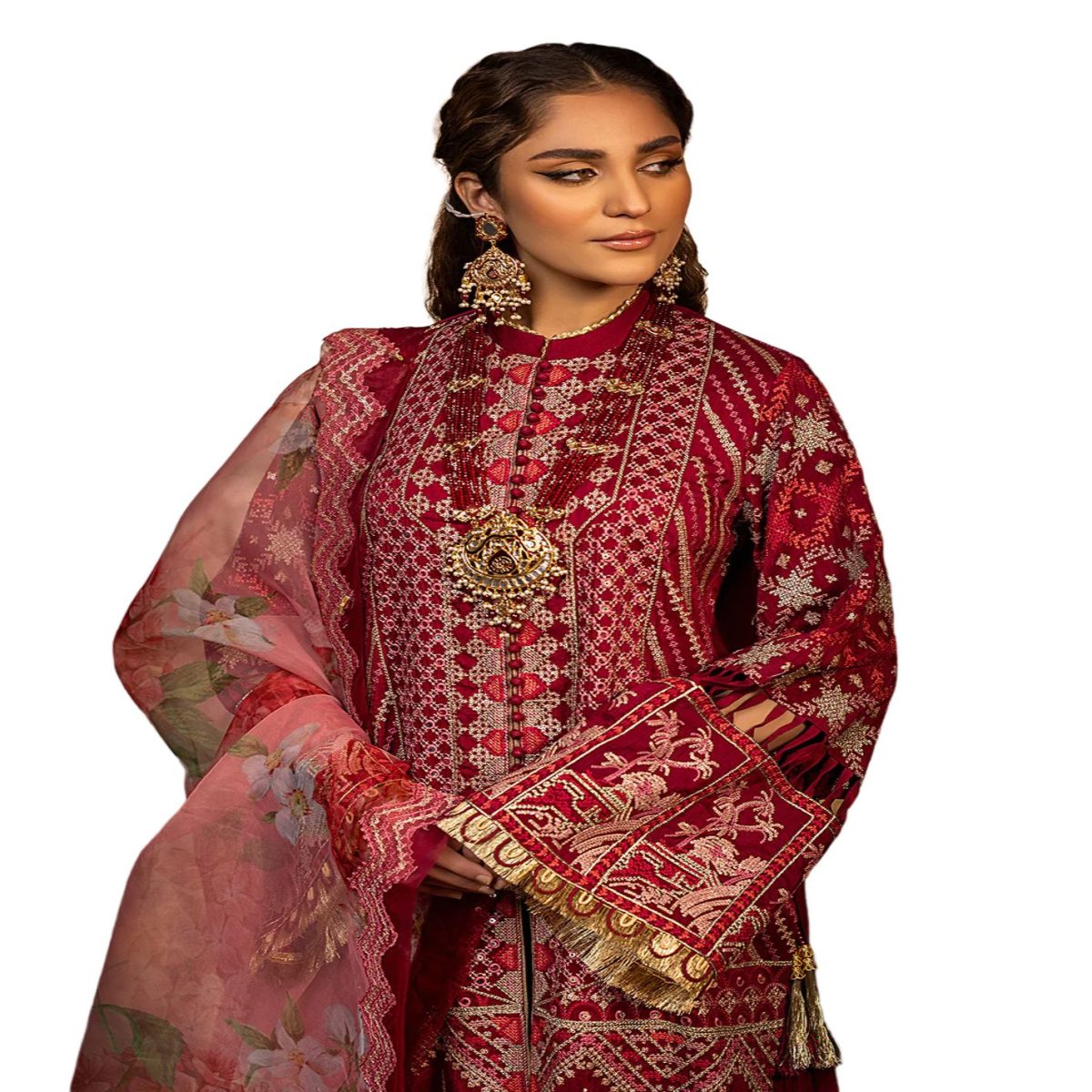 Faiza Faisal's Exquisite 3-Piece Thai Silk Elegance Nilofer Bibi Unstitched Luxury Formals with Organza Dupatta Wedding Party Dresses 2024 - Askani Group