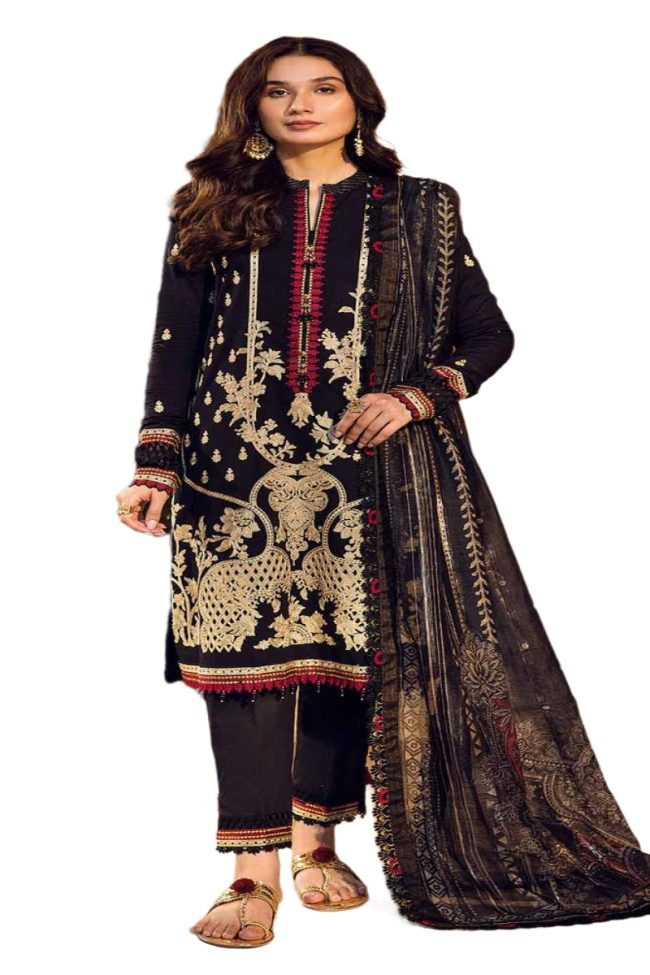 Gul Ahmed Ideas Sale Elegant 3-Piece Unstitched Embroidered Lawn Suit with Printed Zari Stripe Dupatta FE-32076 - Limited Edition - Askani Group