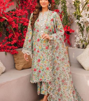 Faiza Faisal Offers 3-Piece Unstitched Embroidered Lawn Suit Organza Dupatta - Afrozah Manchaly - Askani Group