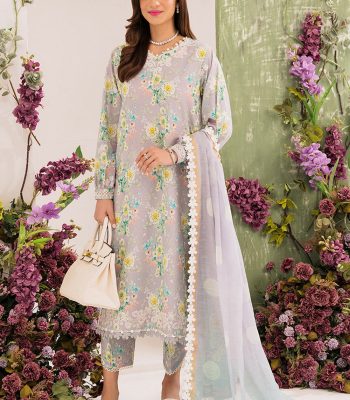 Premium Quality 3-Piece Unstitched Embroidered Printed Lawn Faiza Faisal - Lily French Garden - Askan Group