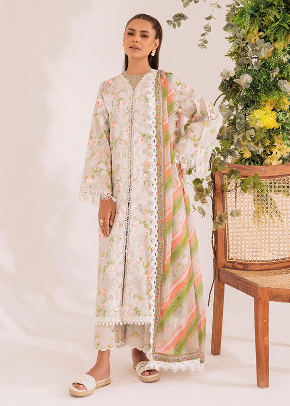 Premium Quality 3-Piece Unstitched Printed Embroidered Lawn by Faiza Faisal - Bria French Garden - Askani Group