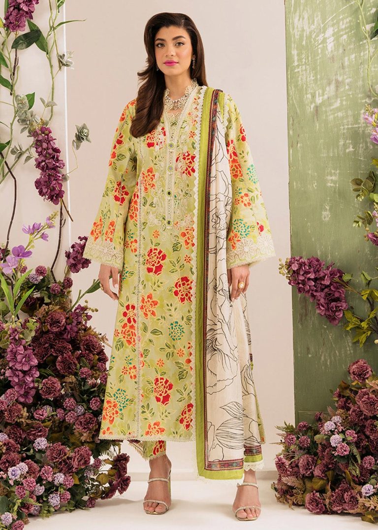 Premium Quality 3-Piece Unstitched Printed Embroidered Lawn by Faiza Faisal - Freesia French Garden - Askani Group