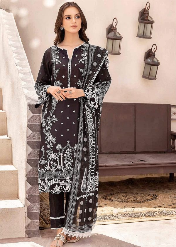 Gul Ahmed 3-Piece Embroidered Lawn Suit B-32036 A Stunning Black Dress Design - Askani Group