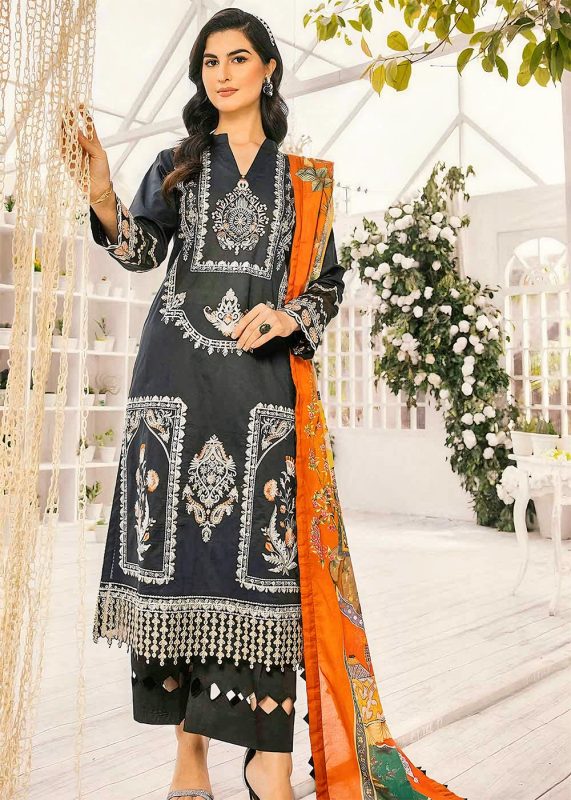 Gul Ahmed Dress Design 3-Piece Embroidered Lawn Unstitched Digital Printed Suit CL-32052 - Askani Group