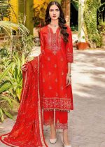 Gul Ahmed Dress Design 3-Piece Lawn Unstitched Gold Printed Suit With Embroidered Trouser CL-32119 - Askani Group