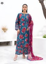 Gulljee Sale 3-Piece Unstitched Luxury Digital Printed Boring Embroidered Lawn with Bamber Chiffon Embroidered Cut-work GZI2407A12 - Askani Group