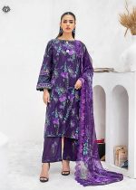 Gulljee Sale 3-Piece Unstitched Luxury Digital Printed Boring Embroidered Lawn with Bamber Chiffon Embroidered Cut-work GZI2407A9 - Askani Group