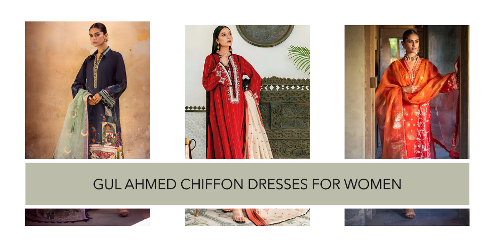 gul ahmed chiffon dresses for women