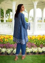 Cross Stitch 2-Piece Unstitched Mehrbano Ethnic Blue Luxury Lawn Digital Printed Embroidered Neckline with Dyed Cambric Trouser - Askani Group