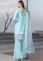 Gul Ahmed Embroidered Collection 3-Piece Embroidered Cotton Silk Unstitched Suit with Embroidered Organza Stripe Dupatta PM-32070 - Askani Group