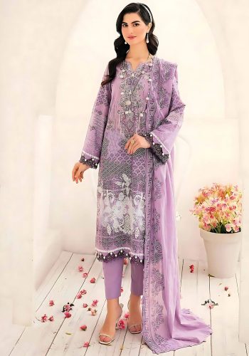 Gul Ahmed Embroidered Collection 3-Piece Unstitched Embroidered Printed Lawn Shirt with Embroidered Denting Lawn Dupatta DN-32029 - Askani Group