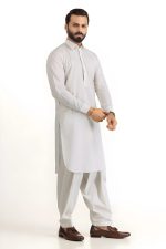 Gul Ahmed Men Collection Ash White Ambassador Wash & Wear Unstitched Fabric - Askani Group