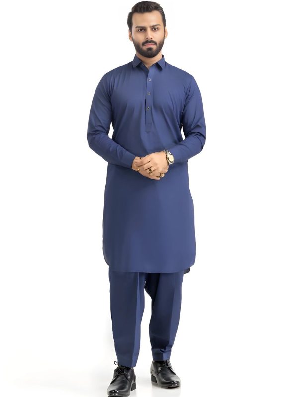 Gul Ahmed Men Collection Bemisaal Royal Blue Premium Fine Wash & Wear Unstitched Fabric Suit - Askani Group