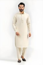 Gul Ahmed Men Collection Cream Ambassador Wash & Wear Unstitched Fabric - Askani Group