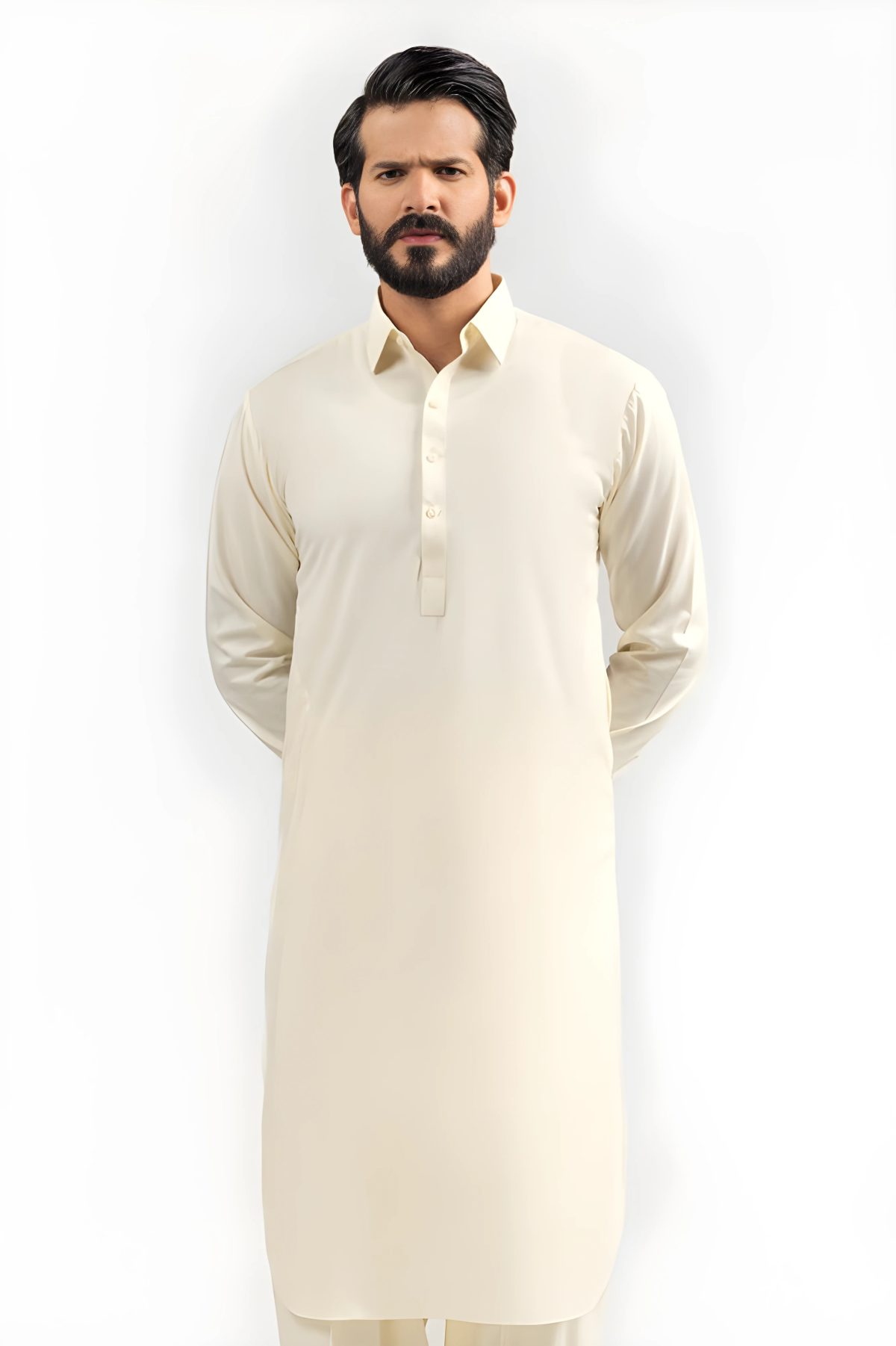 Gul Ahmed Men Collection Cream Ambassador Wash & Wear Unstitched Fabric - Askani Group