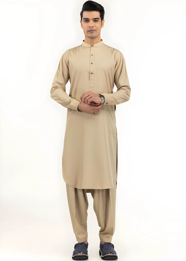 Gul Ahmed for Mens Gul-e-Makhmal Beige Premium Fine Wash & Wear Unstitched Fabric Suit - Askani Group