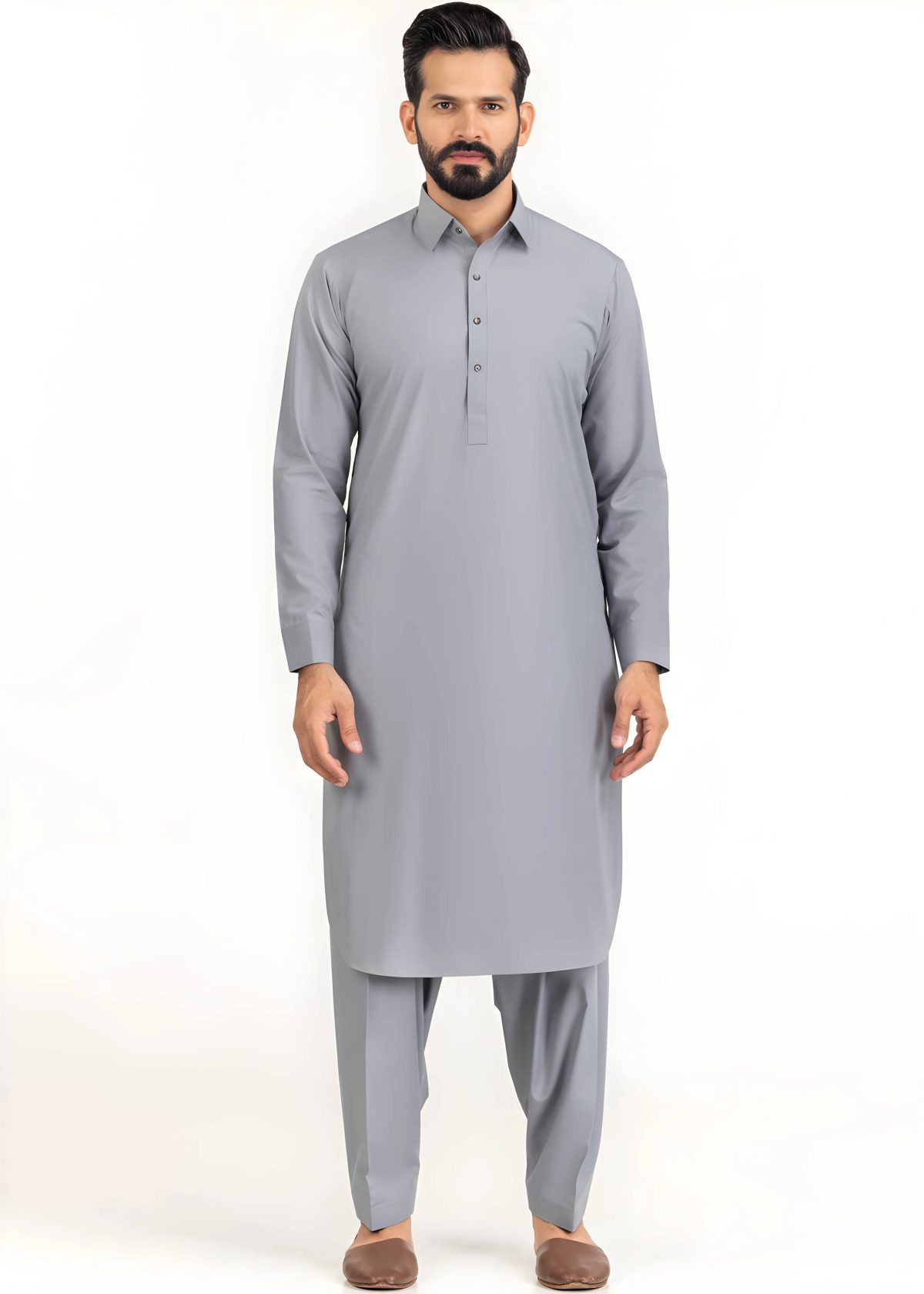 Gul Ahmed for Mens Gul-e-Makhmal Grey Premium Fine Wash & Wear Unstitched Fabric Suit - Askani Group