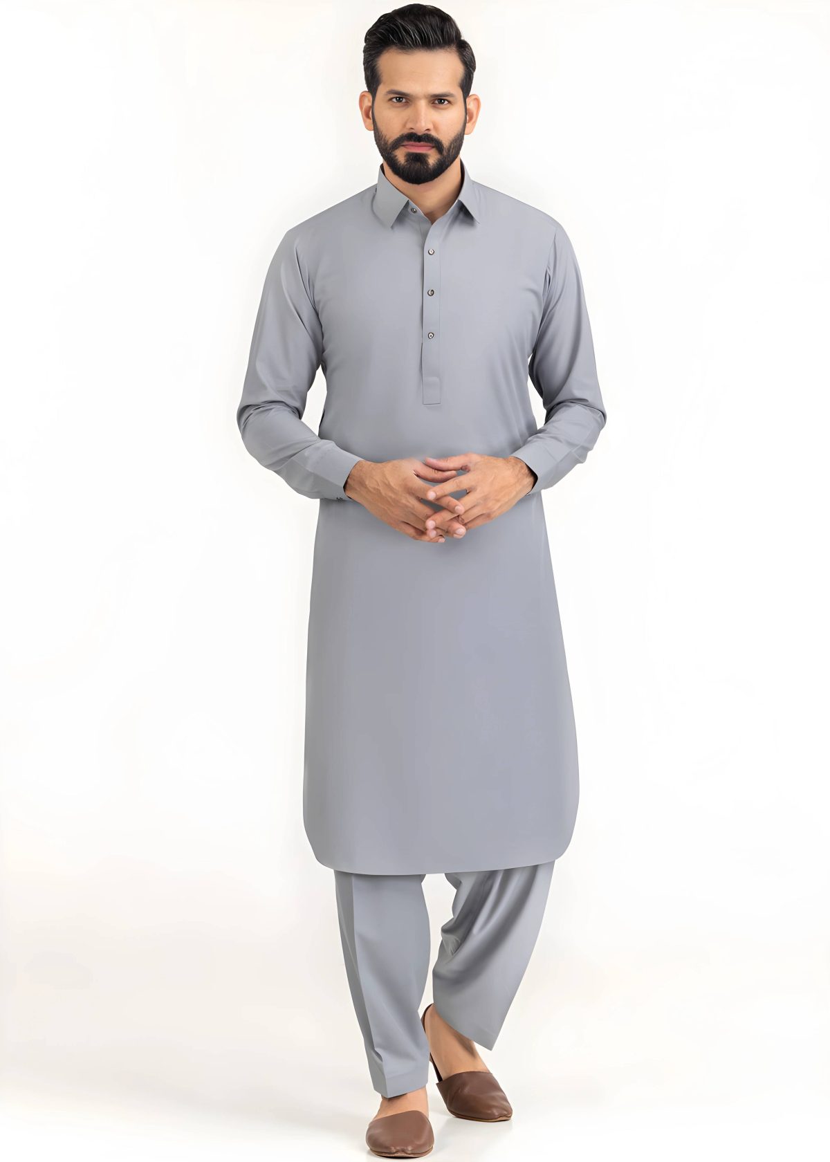 Gul Ahmed for Mens Gul-e-Makhmal Grey Premium Fine Wash & Wear Unstitched Fabric Suit - Askani Group