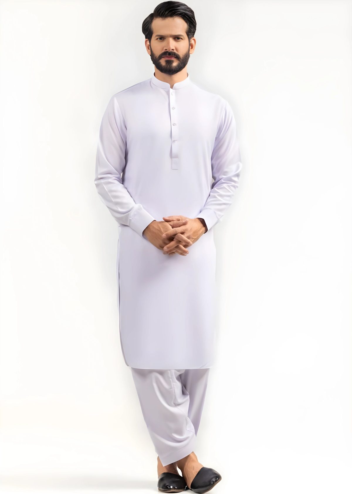 Gul Ahmed for Mens Gul-e-Makhmal White Premium Fine Wash & Wear Unstitched Fabric Suit - Askani Group