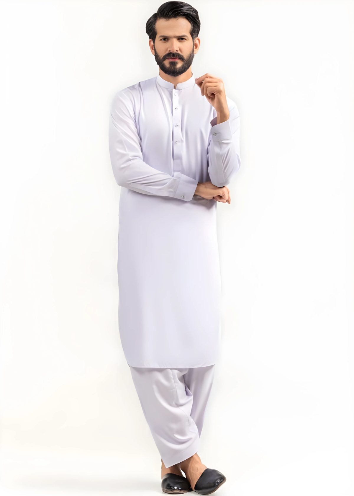 Gul Ahmed for Mens Gul-e-Makhmal White Premium Fine Wash & Wear Unstitched Fabric Suit - Askani Group