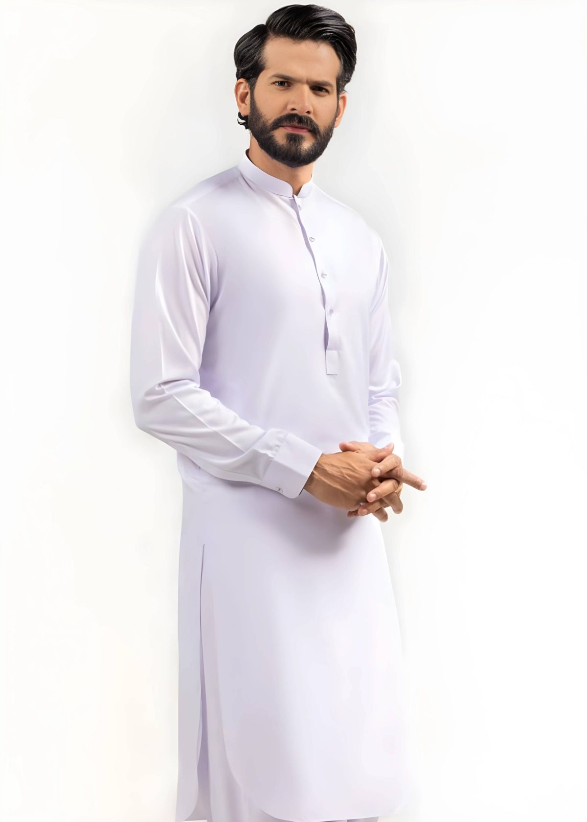 Gul Ahmed for Mens Gul-e-Makhmal White Premium Fine Wash & Wear Unstitched Fabric Suit - Askani Group