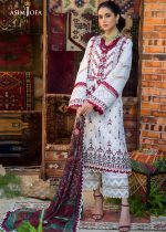 Asim Jofa New Collection 3-Piece Embroidered Unstitched Luxury Lawn Shirt with Printed Chiffon Dupatta – AJPR-17 - Askani Group