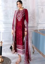 Gul Ahmed Party Suits 3-Piece Unstitched Embroidered Lawn Suit With Embroidered Chiffon Dupatta PM-396 - Askani Group