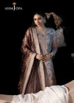 Asim Jofa Fancy Collection 3-Piece Unstitched Luxury Embroidered Zari Tissue with Luxury Embroidered Zari Check Net Dupatta AJLFF-10 - Askani Group