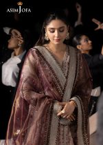 Asim Jofa Fancy Collection 3-Piece Unstitched Luxury Embroidered Zari Tissue with Luxury Embroidered Zari Check Net Dupatta AJLFF-10 - Askani Group